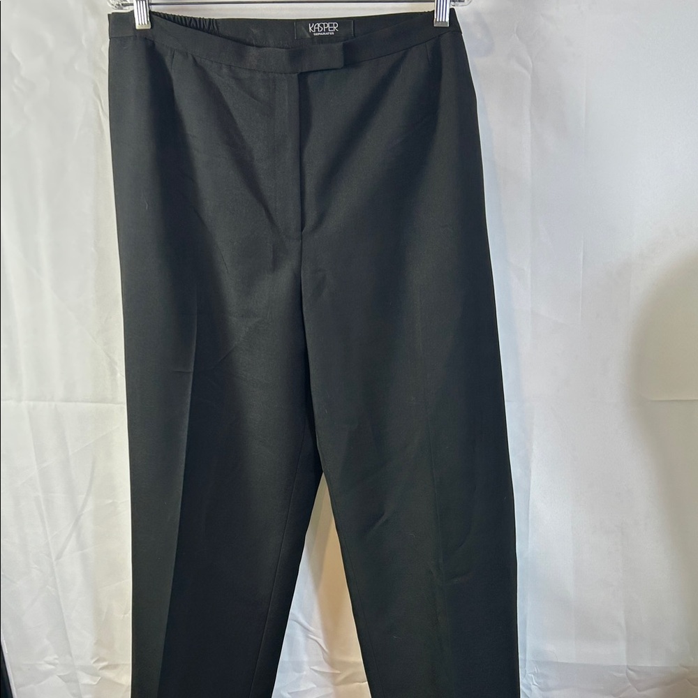 Kasper Classic Black Wide Leg Dress Pants Size 22W Stretch Waist Zip Up
